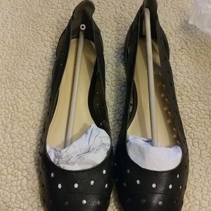 Nine west black leather flats NWT